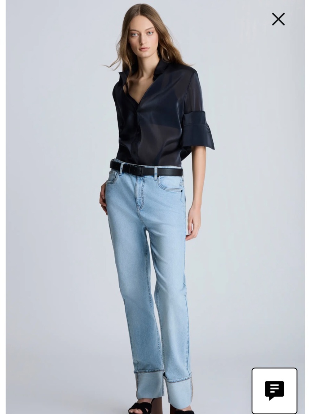 Kenneth Cole High Waisted Straight Cuffed Jeans